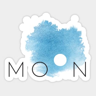 Full Moon Phases Blue Watercolor Sky Sticker